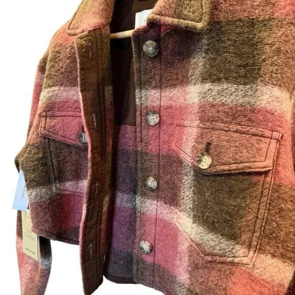 NWT Aritzia Wilfred Free The Ganna Crop Italian Wool Plaid Shacket - Womens S - Picture 3 of 9